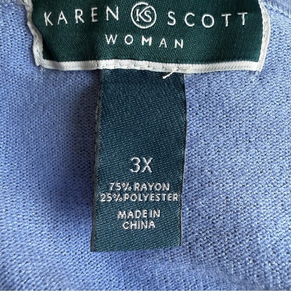 Karen Scott Women's Blue Plus Size Color Blocked Cardigan 3X Spring Lightweight - Picture 11 of 13